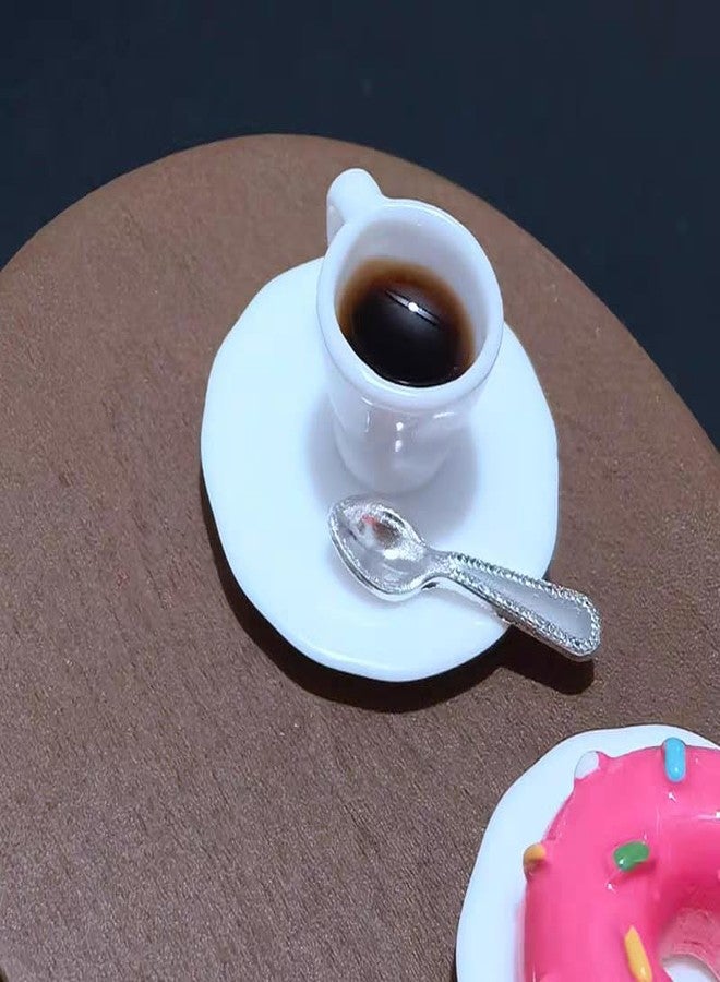 WinldMonmo 1:12 Scale Miniature Coffee Cup with Spoon - Dollhouse Scene Accessory for DIY Summer Table Setting, Desktop Display, Realistic Resin Mug Prop for Relaxation-Themed Mini Décor - Image 2